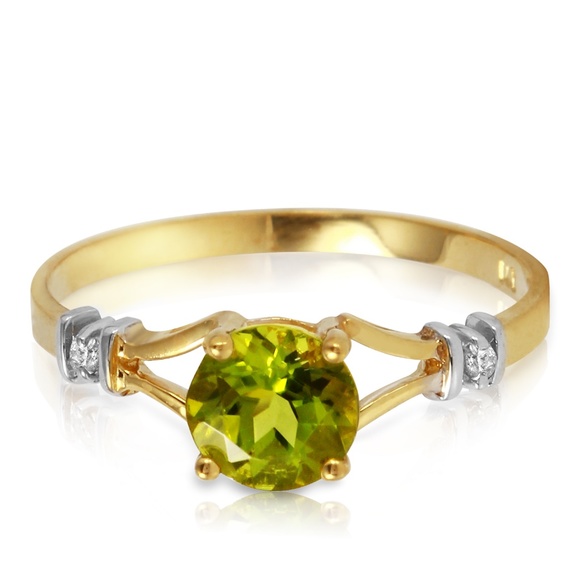 GOLD RING WITH NATURAL DIAMONDS & PERIDOT